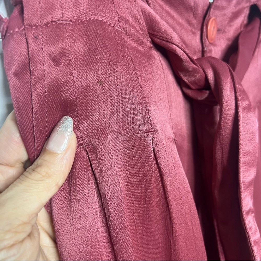 Sundance Wide Leg Pants | Size P4 | Tie Waist | Mauve Pink - Picture 5 of 9